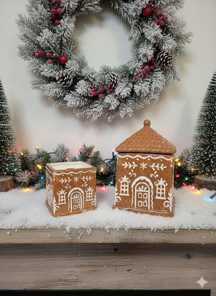 Small Gingerbread house candle
