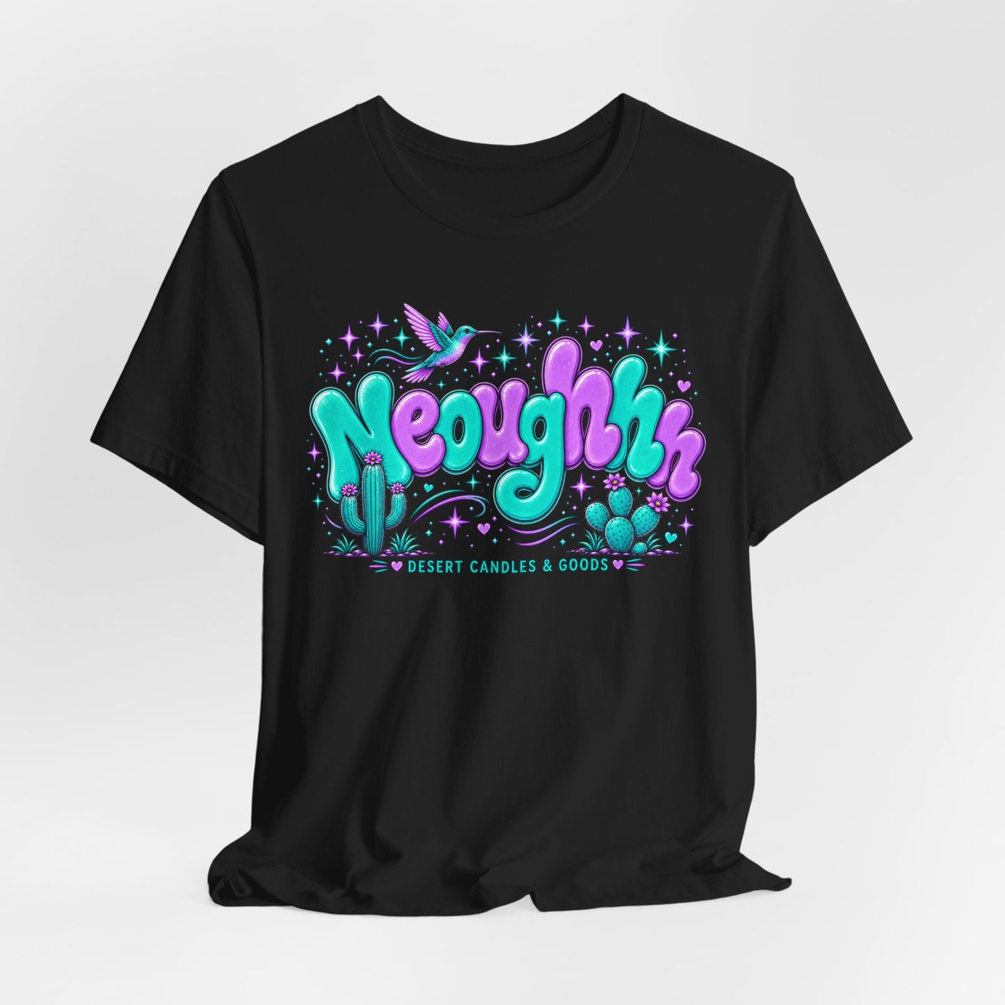 Neoughhh Desert Cactus Tee — Retro Turquoise & Purple Graphic T‑Shirt