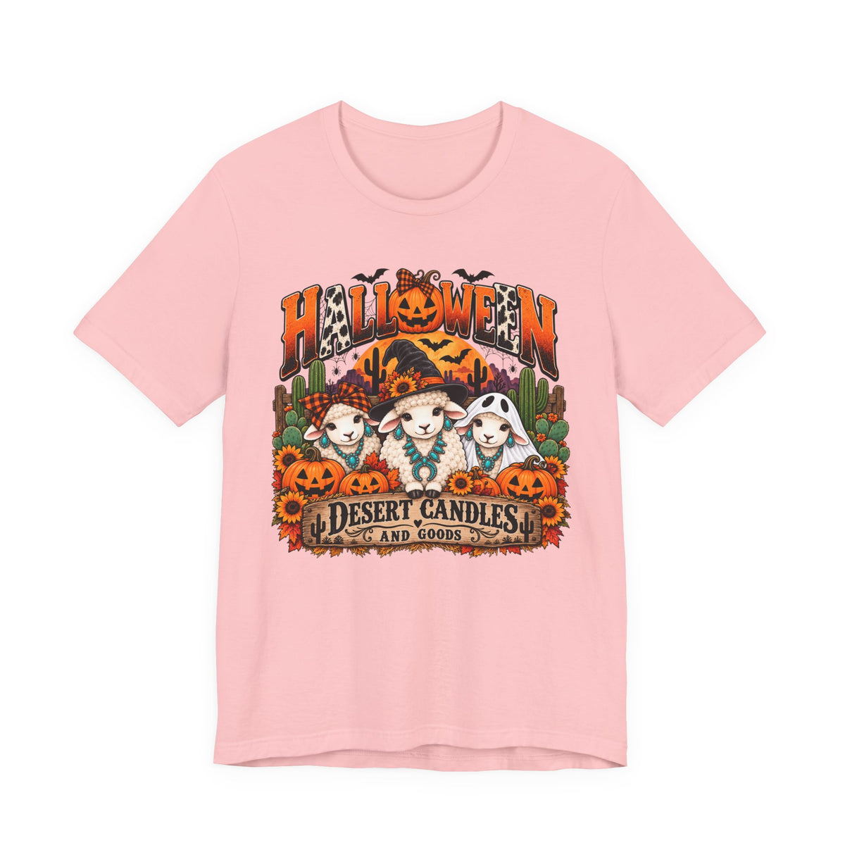 Halloween Desert Candles Tee — Cute Sheep Pumpkin Graphic T-Shirt