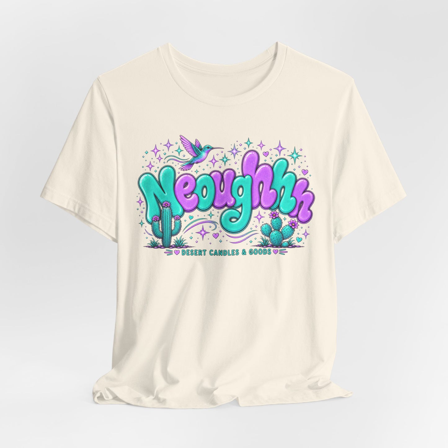 Neoughhh Desert Cactus Tee — Retro Turquoise & Purple Graphic T‑Shirt