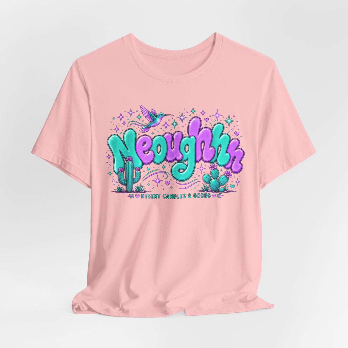 Neoughhh Desert Cactus Tee — Retro Turquoise & Purple Graphic T‑Shirt