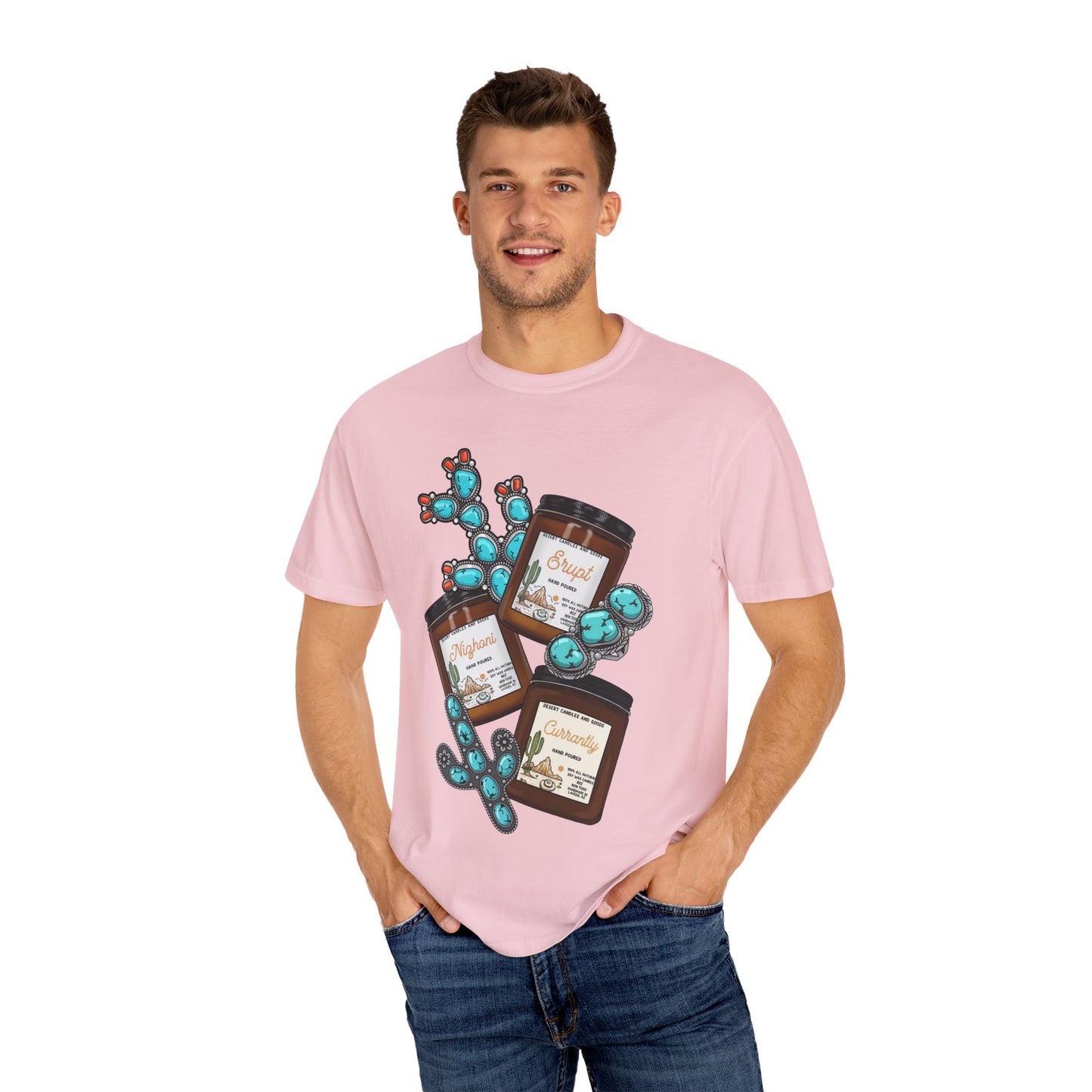 Unisex T-Shirt Candle Turquoise Design
