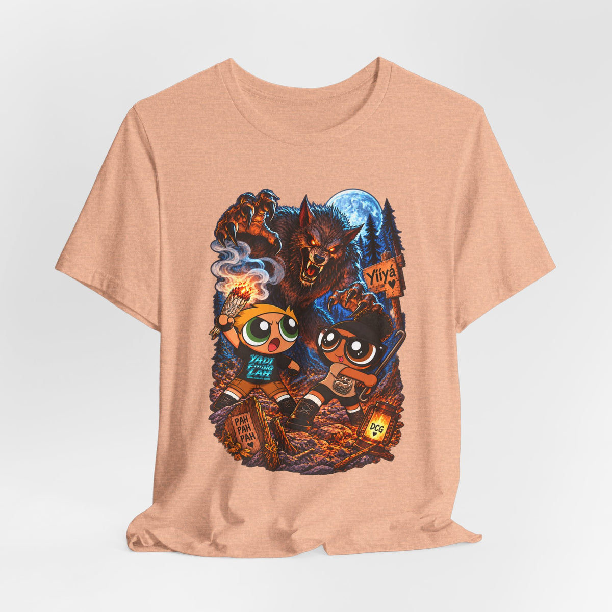 DCG Cartoon Campfire Tee — Cute Night Hike Graphic T-Shirt