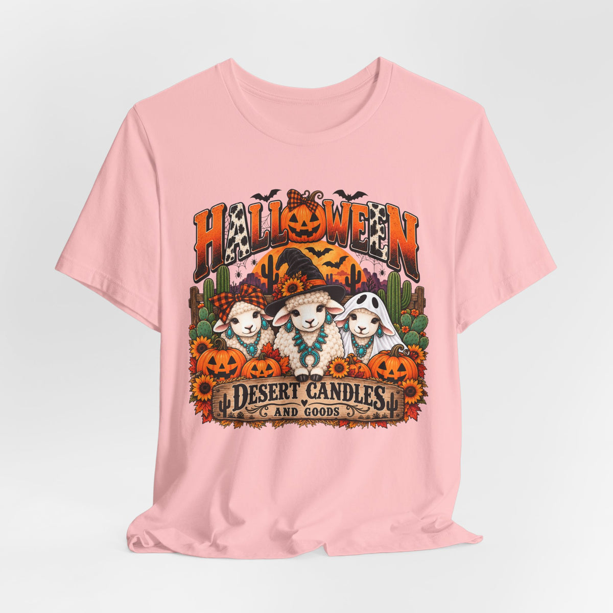 Halloween Desert Candles Tee — Cute Sheep Pumpkin Graphic T-Shirt