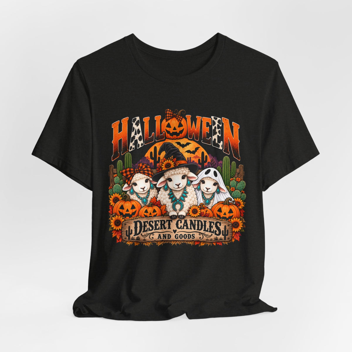 Halloween Desert Candles Tee — Cute Sheep Pumpkin Graphic T-Shirt