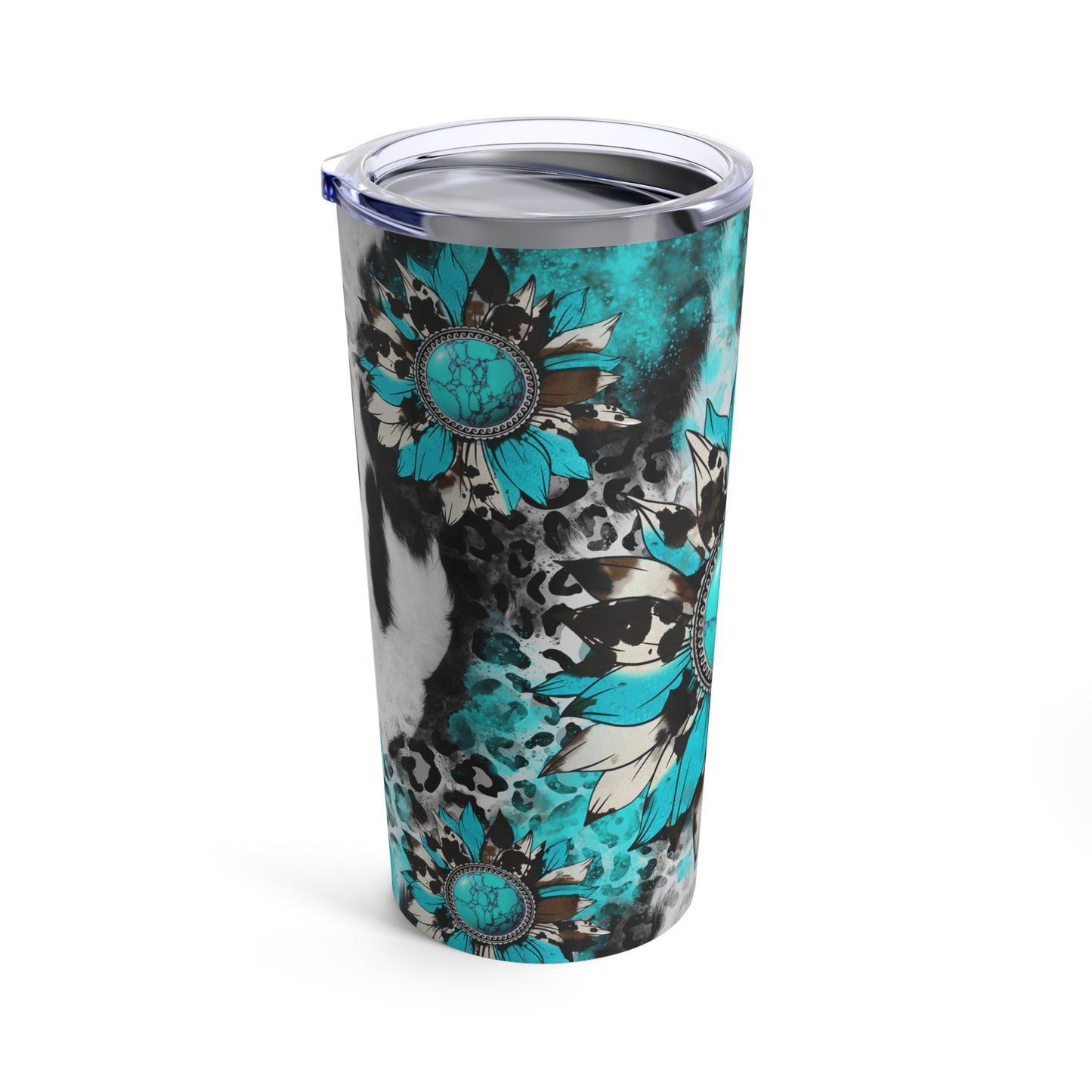 Turquoise flower tumbler 20oz