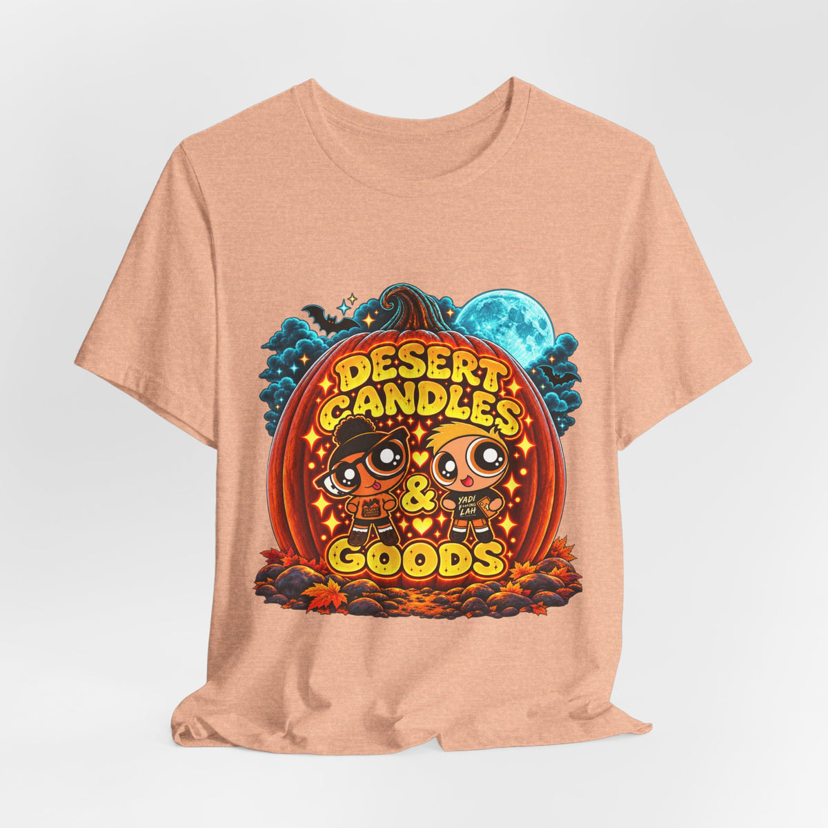 Desert Candles & Goods Tee — Cute Halloween Pumpkin Shop Graphic T-Shirt