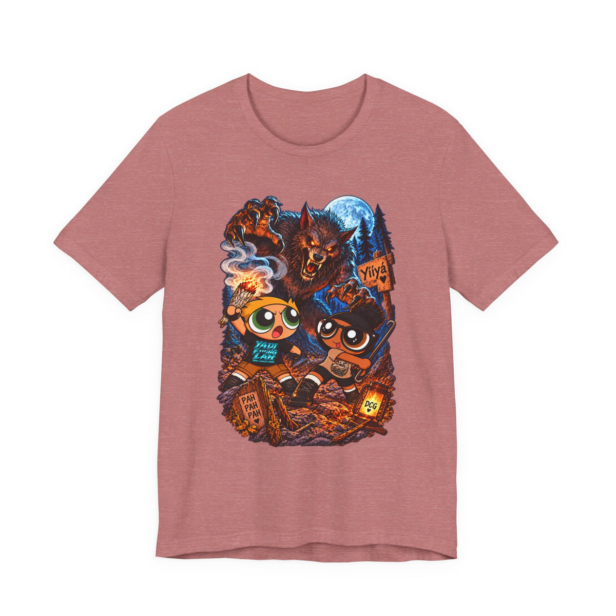 DCG Cartoon Campfire Tee — Cute Night Hike Graphic T-Shirt