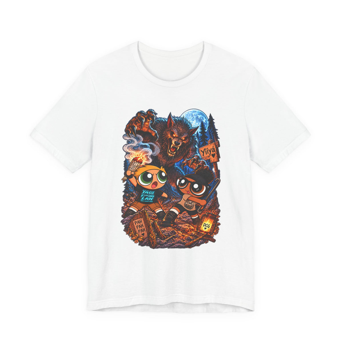 DCG Cartoon Campfire Tee — Cute Night Hike Graphic T-Shirt