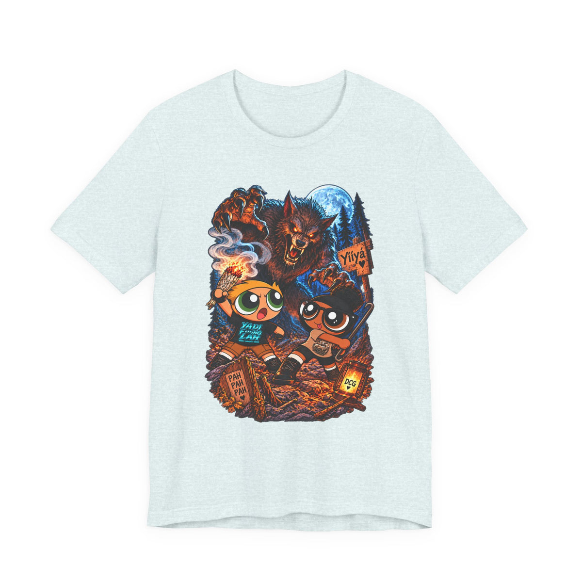 DCG Cartoon Campfire Tee — Cute Night Hike Graphic T-Shirt