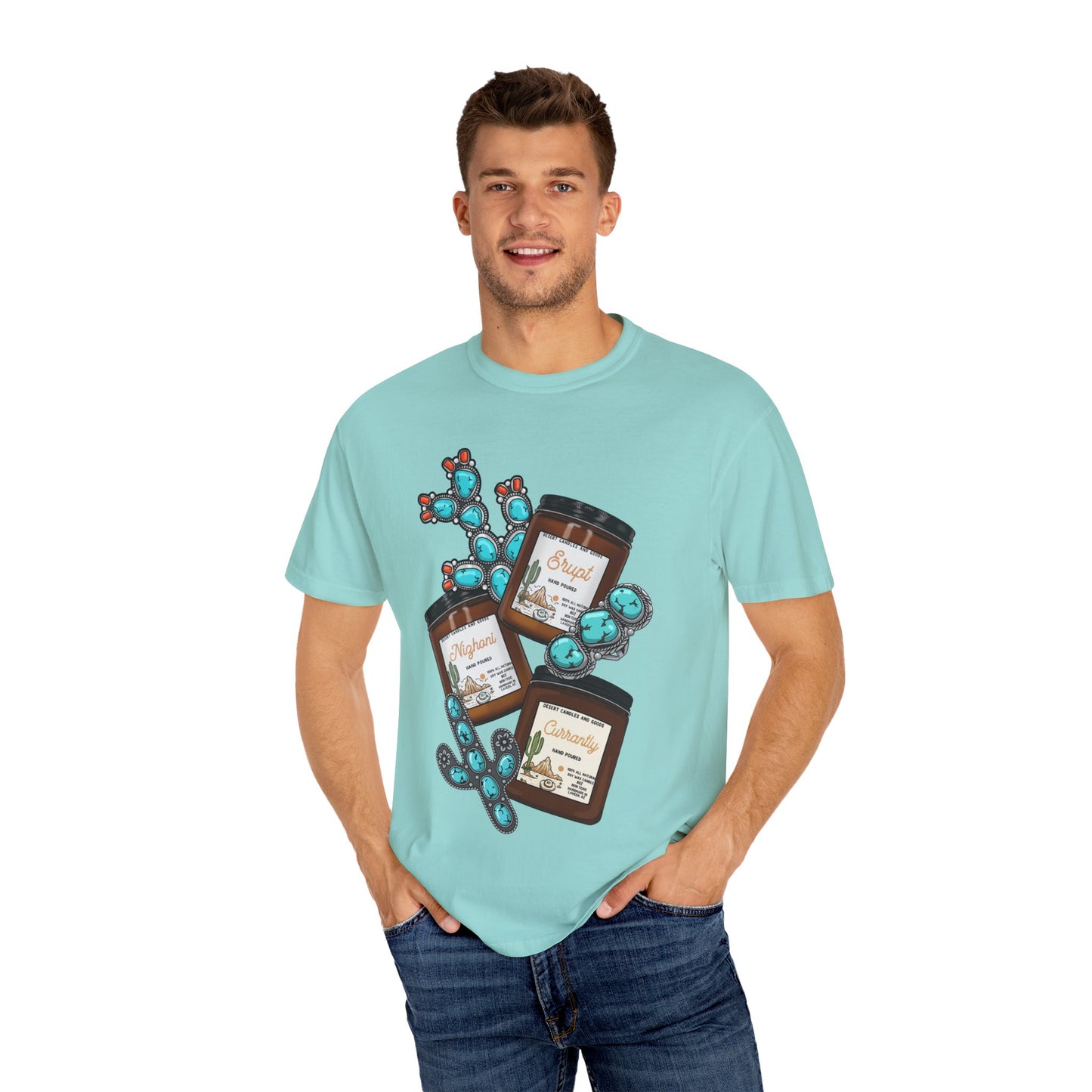 Unisex T-Shirt Candle Turquoise Design