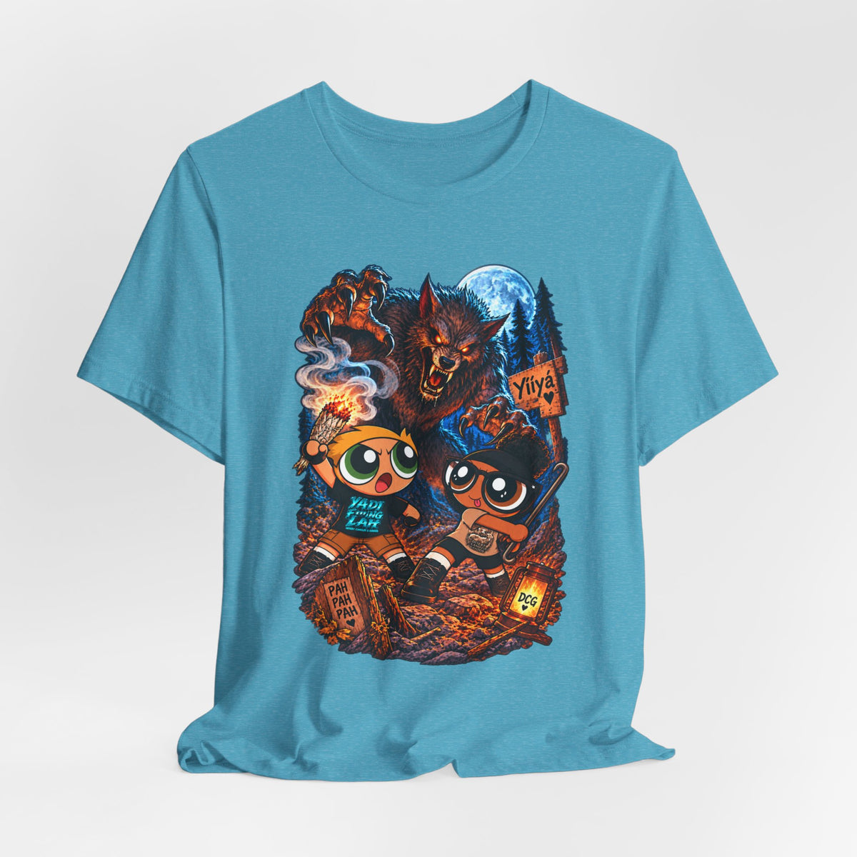 DCG Cartoon Campfire Tee — Cute Night Hike Graphic T-Shirt