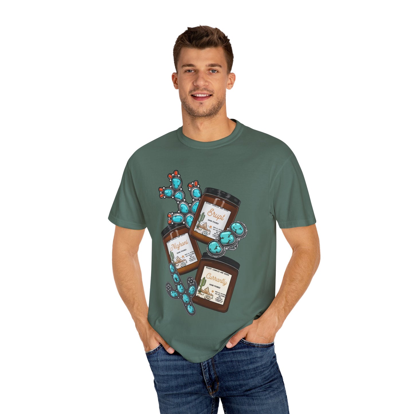 Unisex T-Shirt Candle Turquoise Design