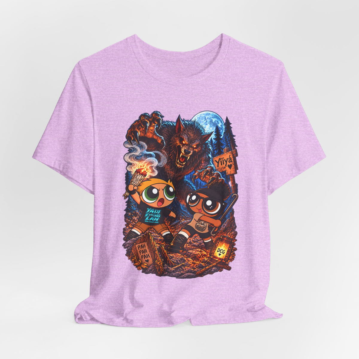DCG Cartoon Campfire Tee — Cute Night Hike Graphic T-Shirt