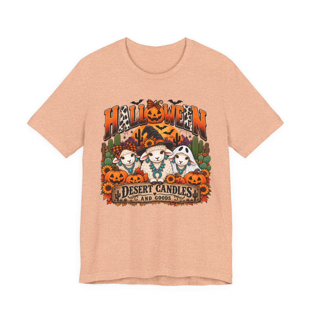 Halloween Desert Candles Tee — Cute Sheep Pumpkin Graphic T-Shirt