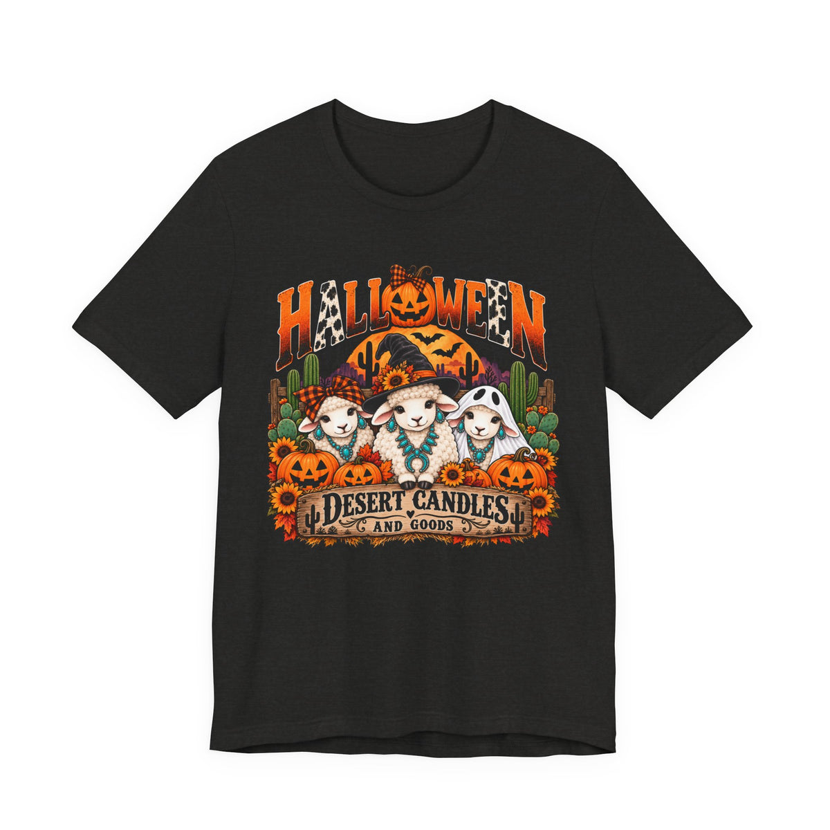 Halloween Desert Candles Tee — Cute Sheep Pumpkin Graphic T-Shirt