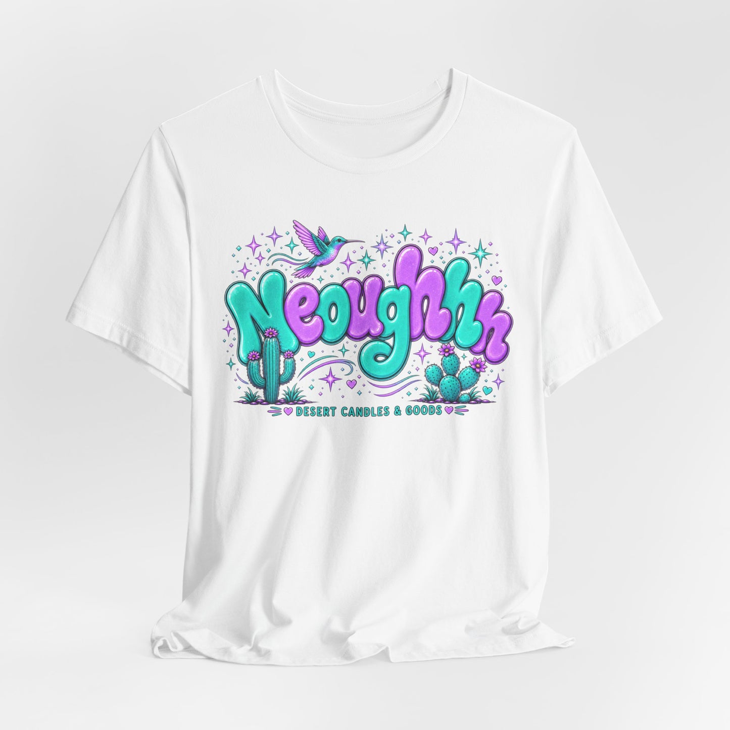 Neoughhh Desert Cactus Tee — Retro Turquoise & Purple Graphic T‑Shirt