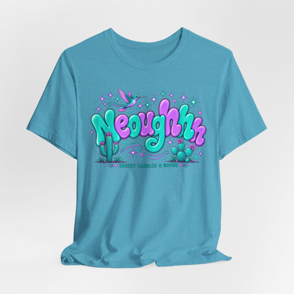 Neoughhh Desert Cactus Tee — Retro Turquoise & Purple Graphic T‑Shirt