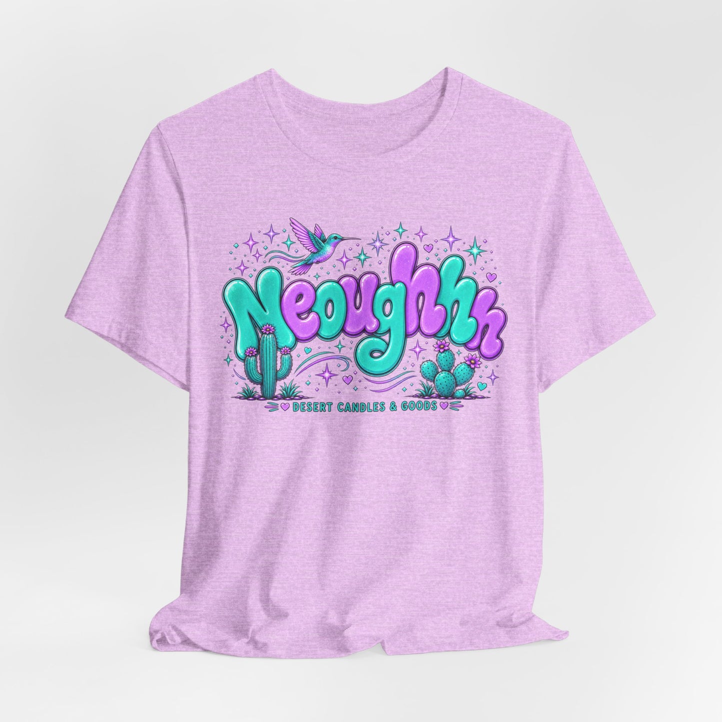 Neoughhh Desert Cactus Tee — Retro Turquoise & Purple Graphic T‑Shirt
