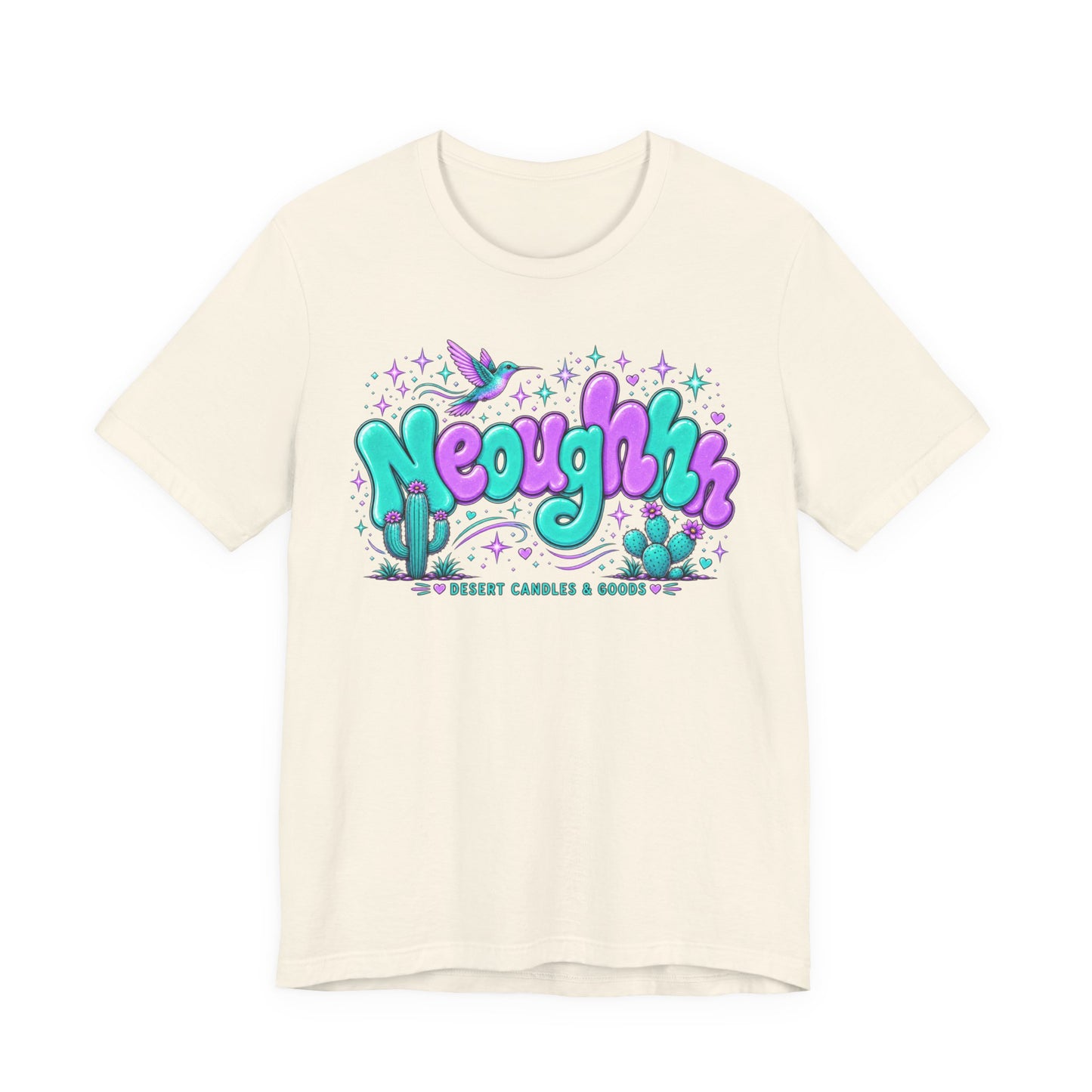 Neoughhh Desert Cactus Tee — Retro Turquoise & Purple Graphic T‑Shirt