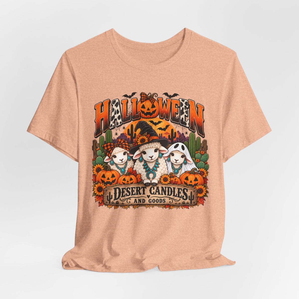 Halloween Desert Candles Tee — Cute Sheep Pumpkin Graphic T-Shirt