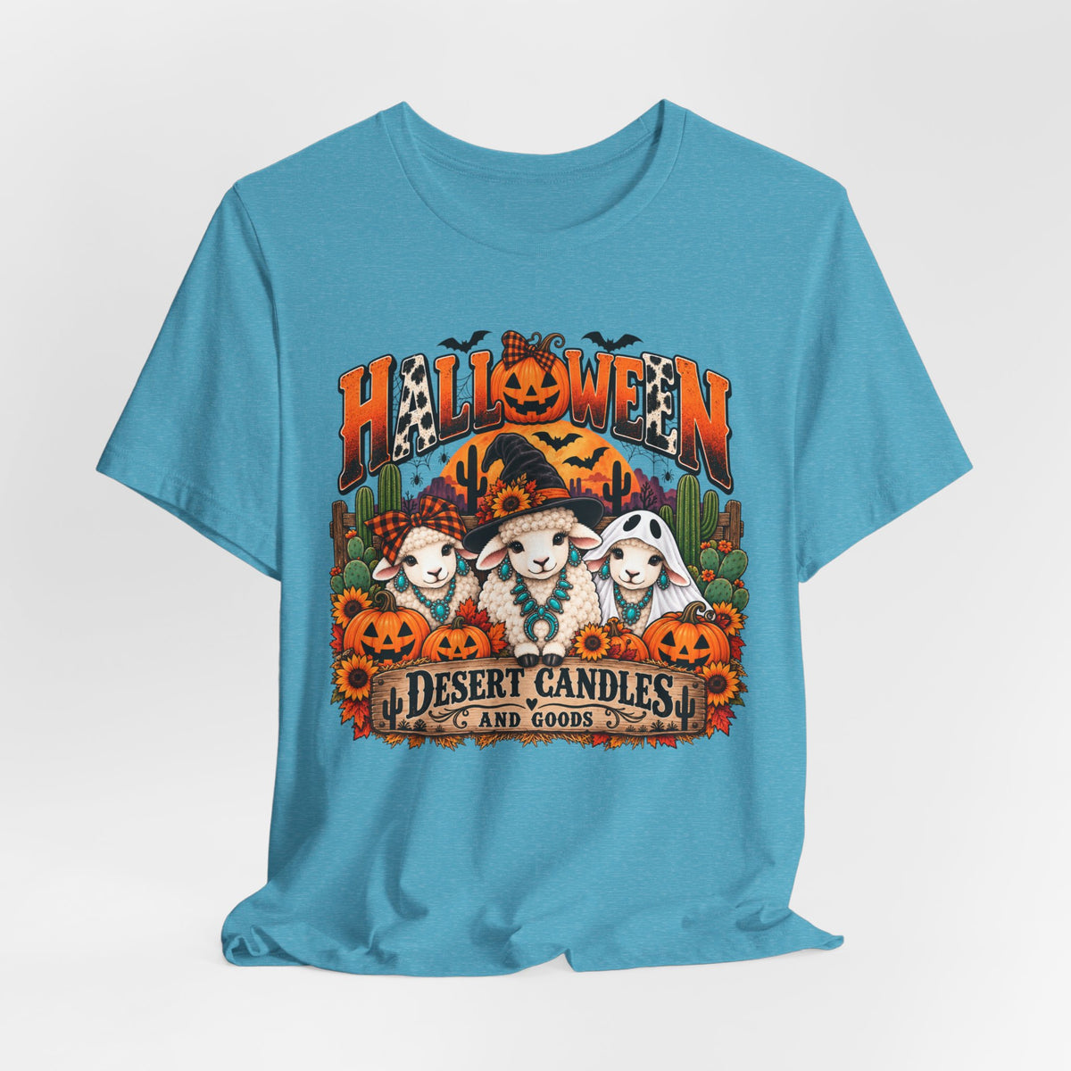 Halloween Desert Candles Tee — Cute Sheep Pumpkin Graphic T-Shirt