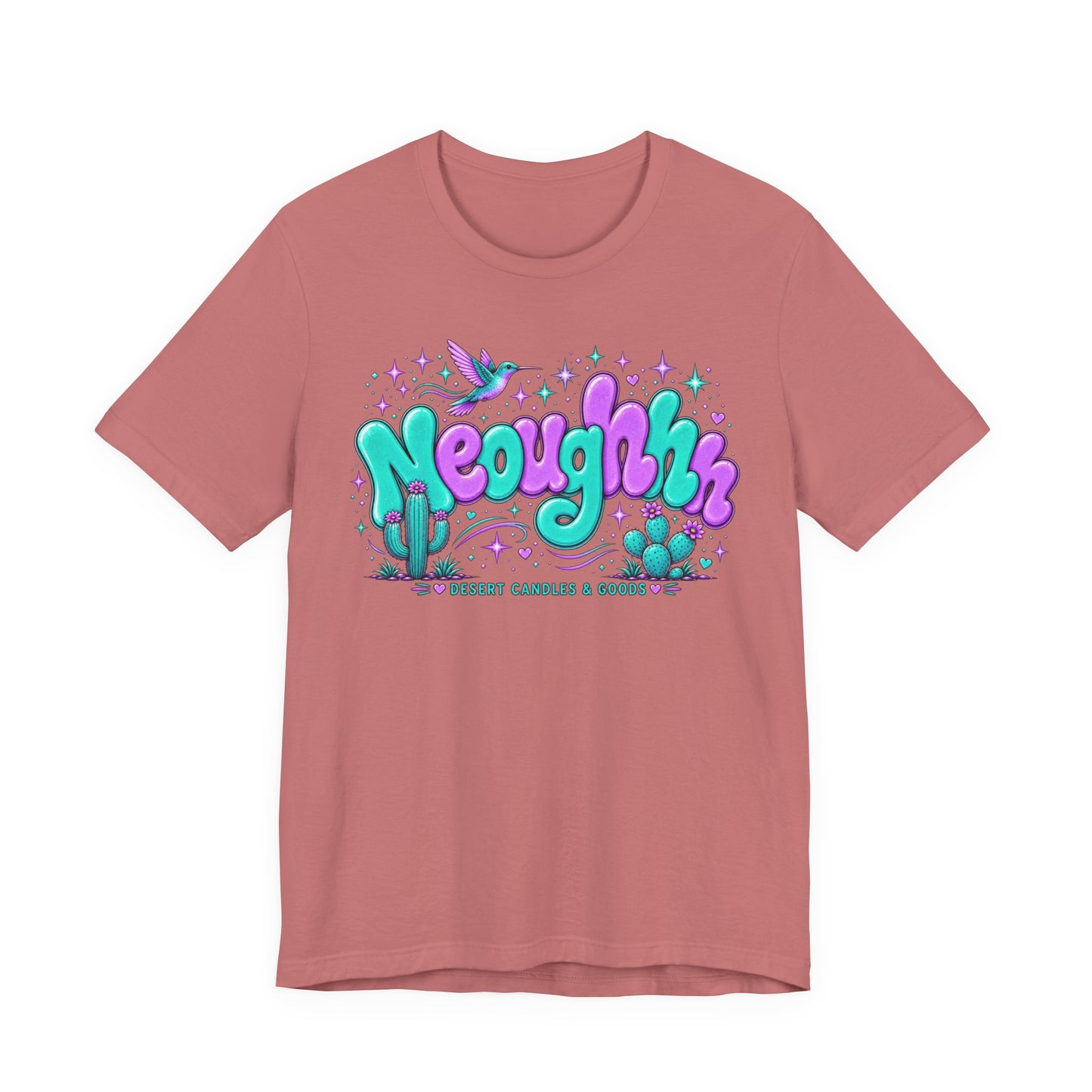Neoughhh Desert Cactus Tee — Retro Turquoise & Purple Graphic T‑Shirt