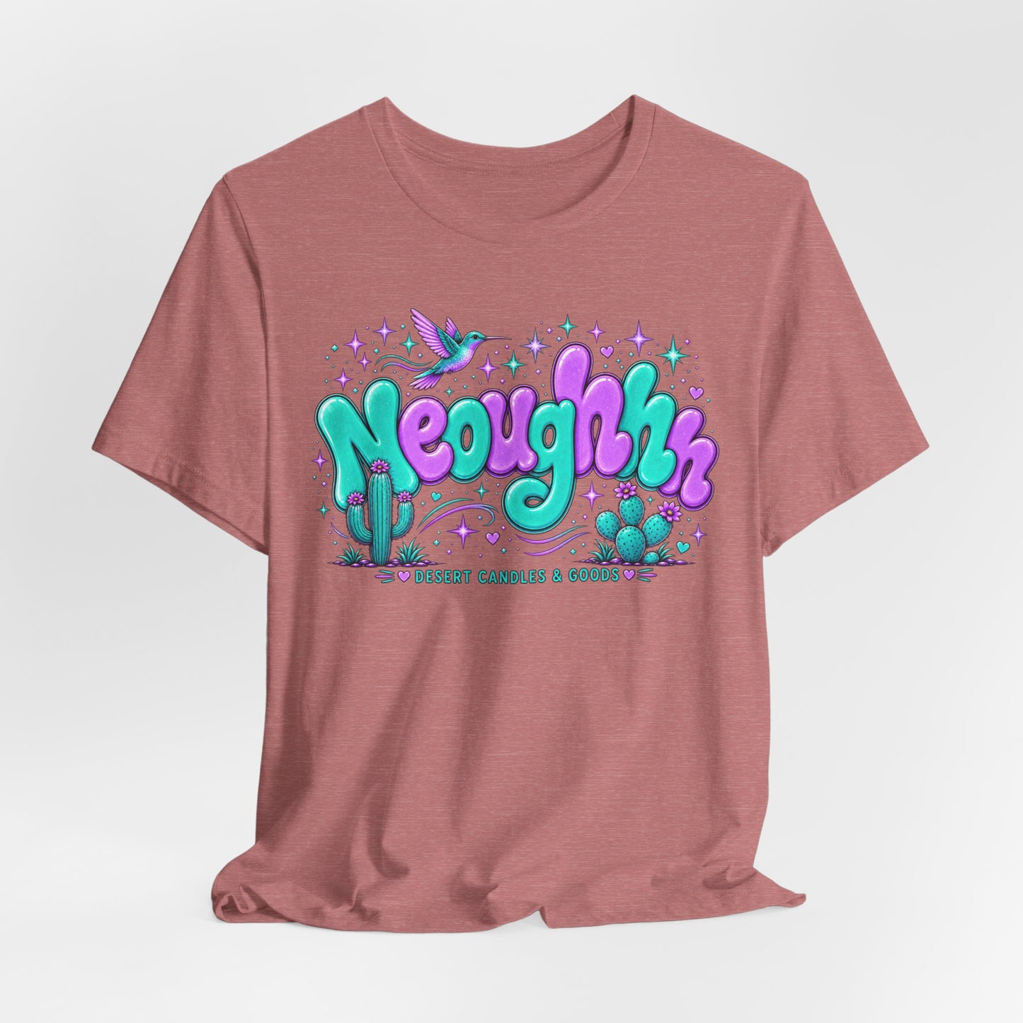 Neoughhh Desert Cactus Tee — Retro Turquoise & Purple Graphic T‑Shirt