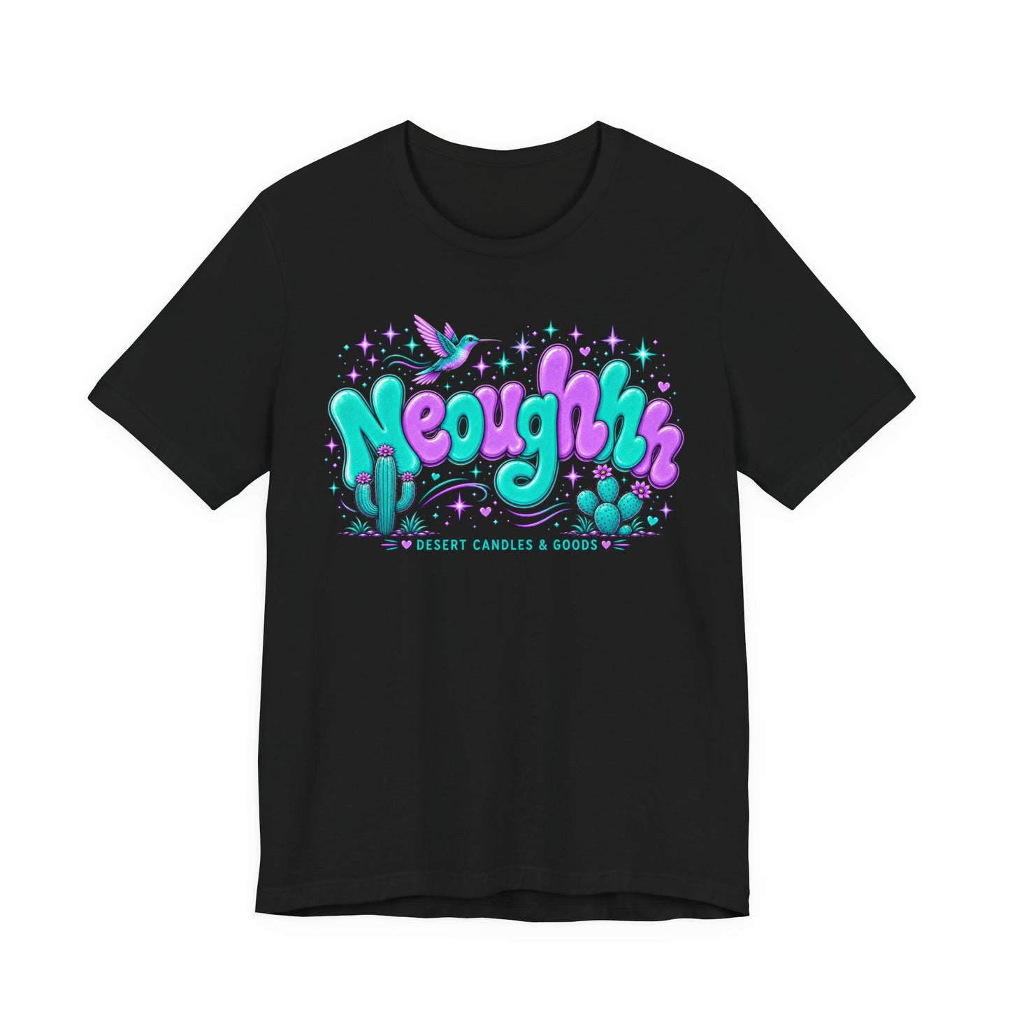 Neoughhh Desert Cactus Tee — Retro Turquoise & Purple Graphic T‑Shirt