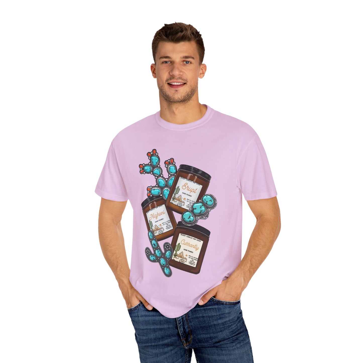 Unisex T-Shirt Candle Turquoise Design