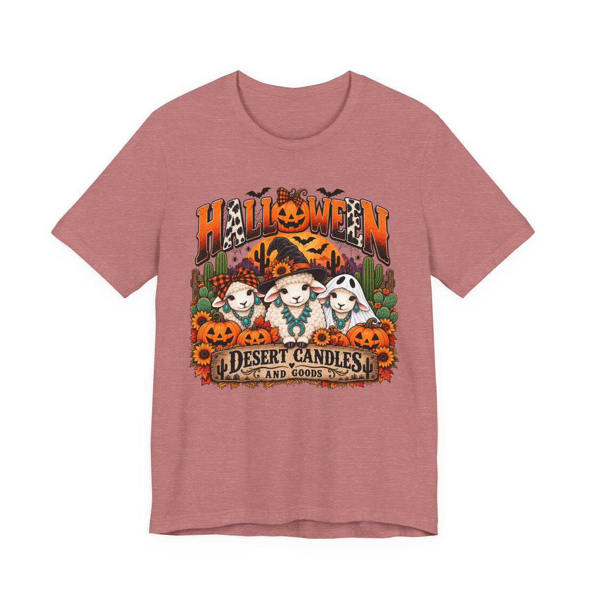 Halloween Desert Candles Tee — Cute Sheep Pumpkin Graphic T-Shirt