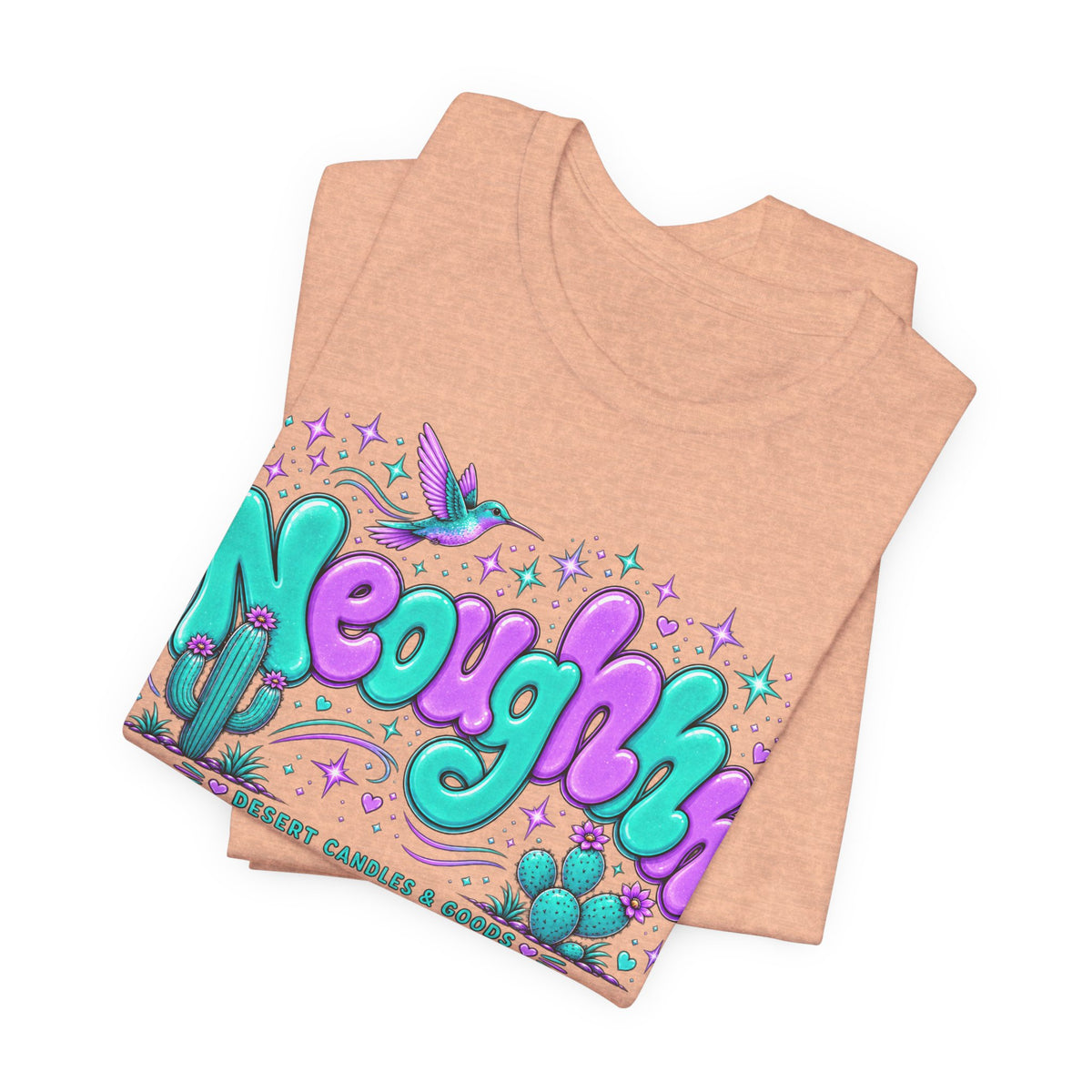 Neoughhh Desert Cactus Tee — Retro Turquoise & Purple Graphic T‑Shirt