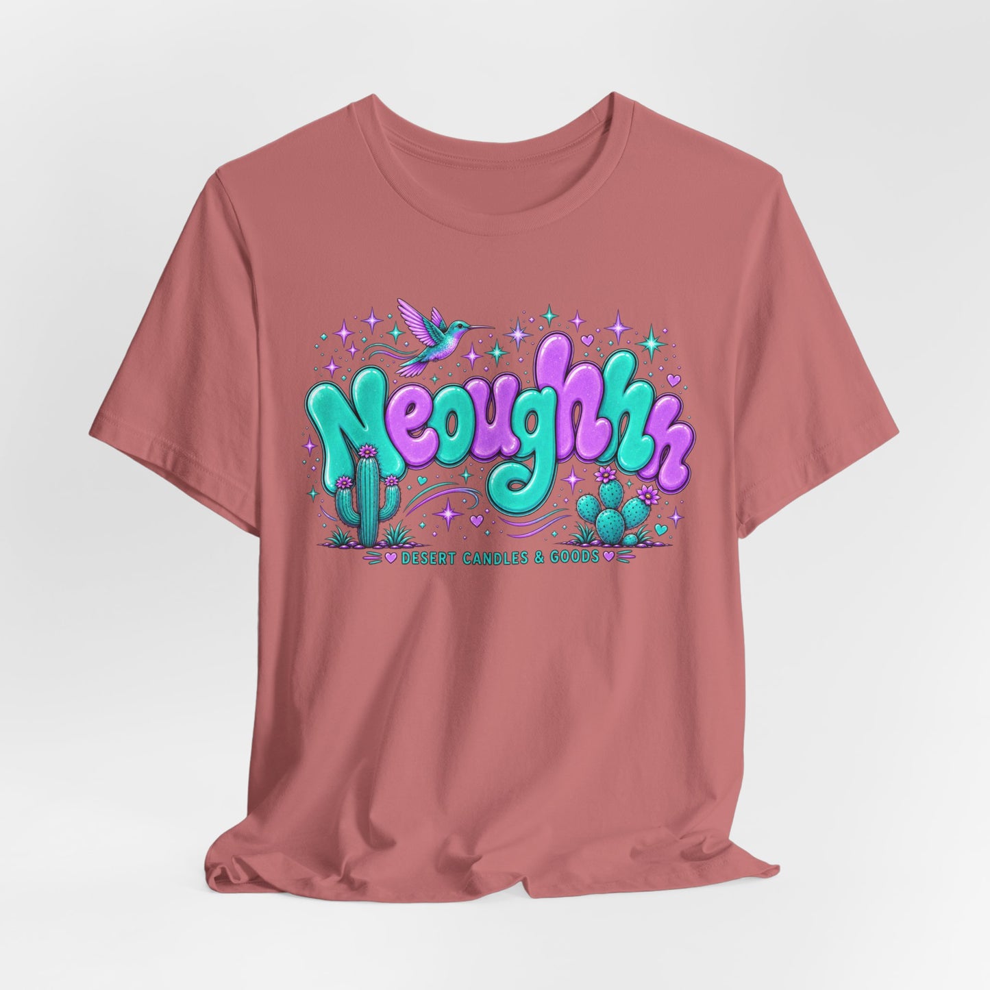 Neoughhh Desert Cactus Tee — Retro Turquoise & Purple Graphic T‑Shirt