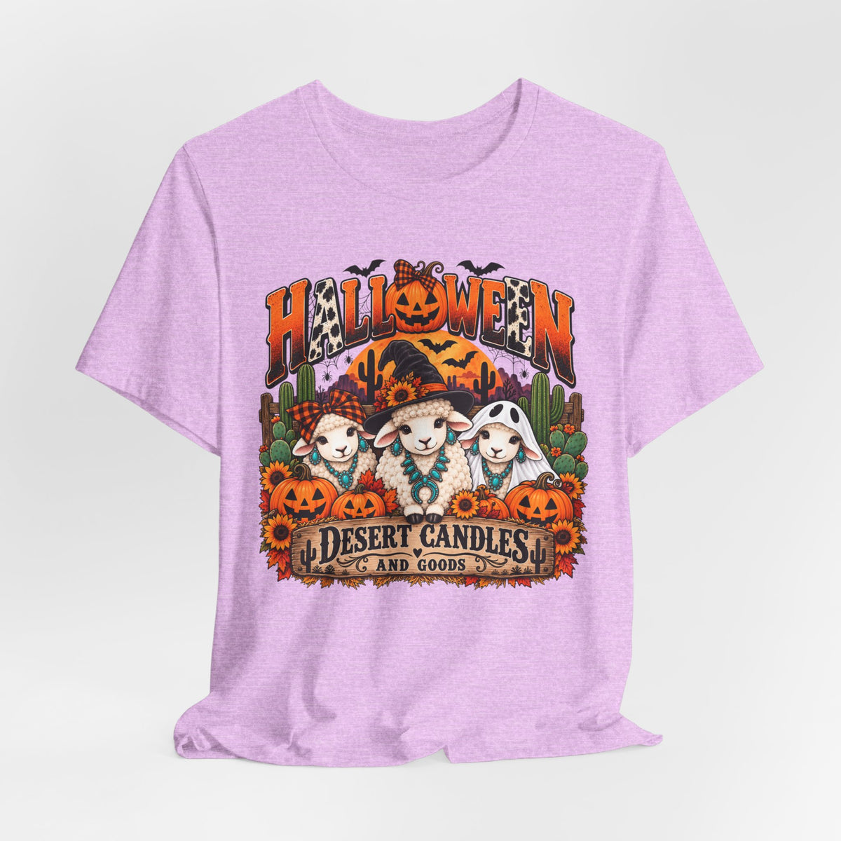 Halloween Desert Candles Tee — Cute Sheep Pumpkin Graphic T-Shirt