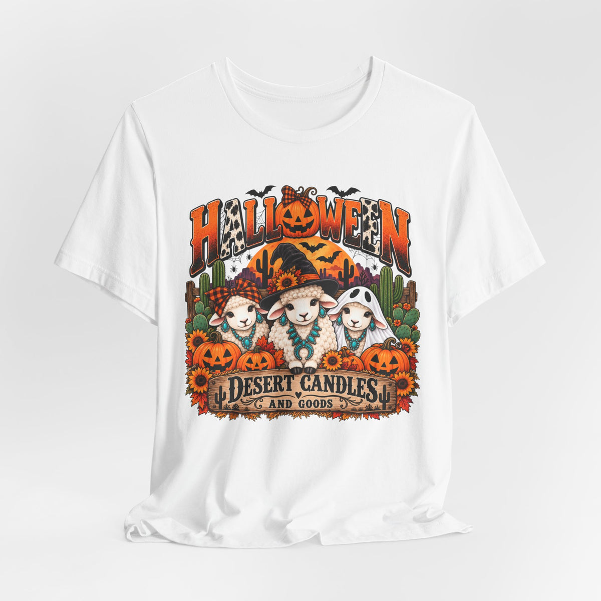 Halloween Desert Candles Tee — Cute Sheep Pumpkin Graphic T-Shirt