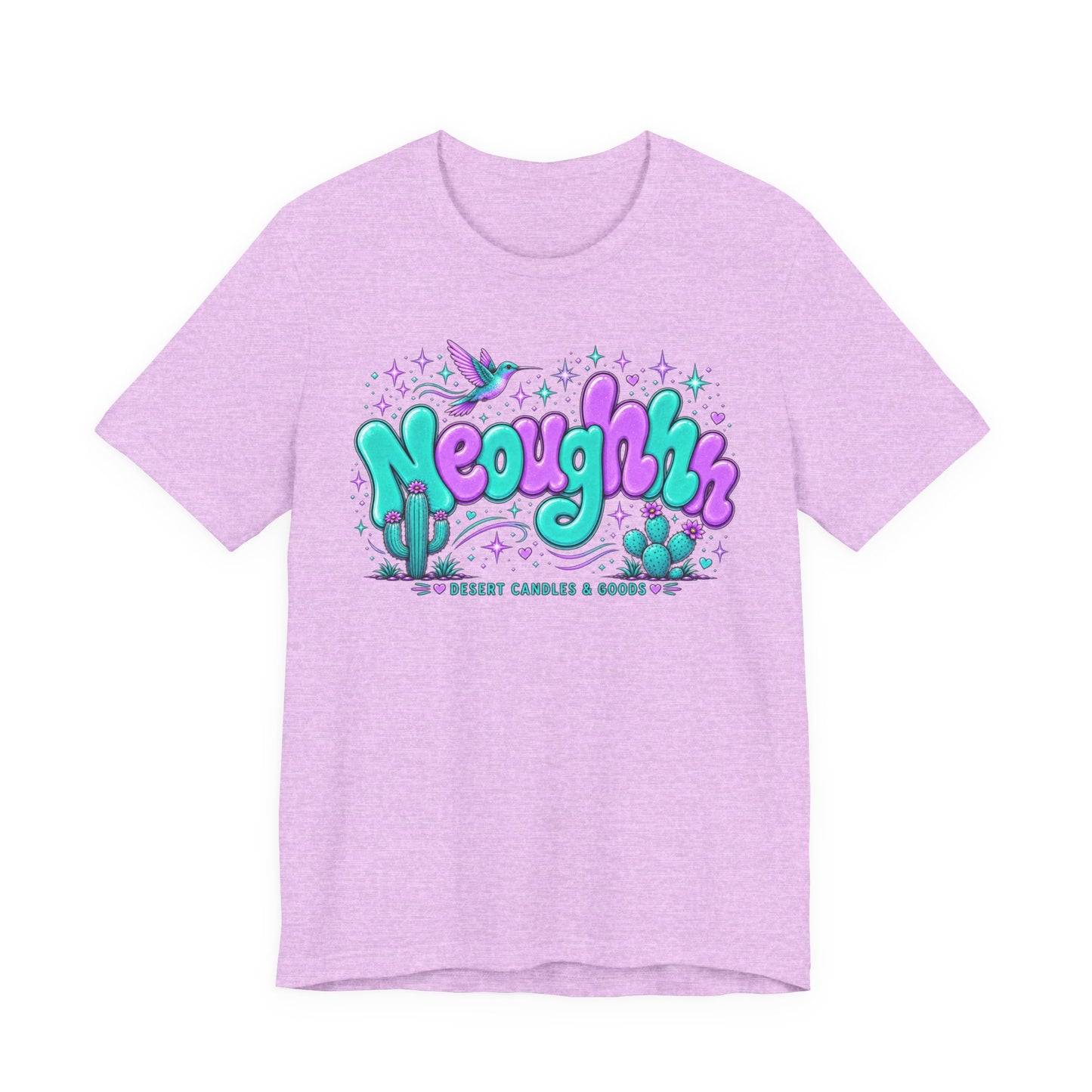 Neoughhh Desert Cactus Tee — Retro Turquoise & Purple Graphic T‑Shirt