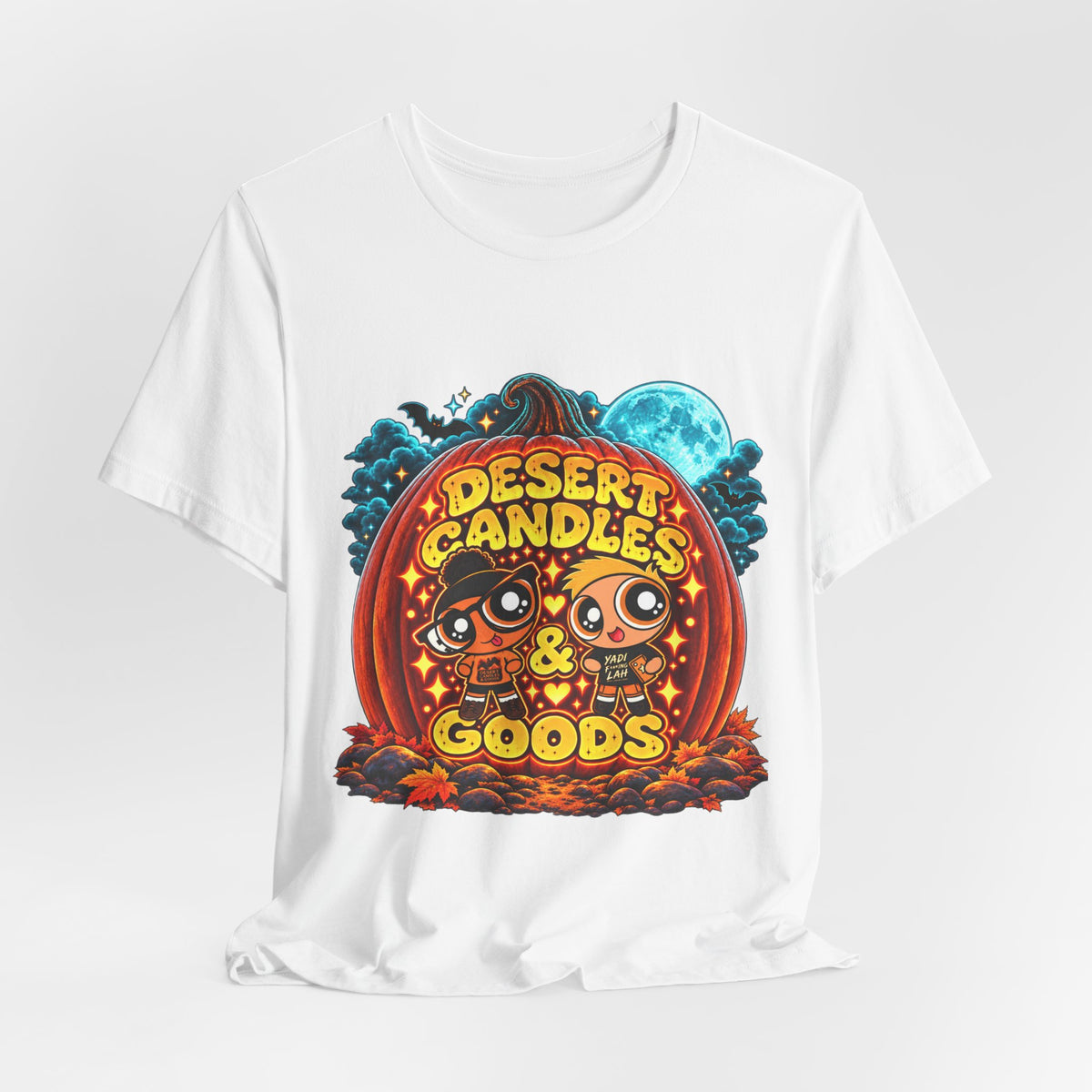 Desert Candles & Goods Tee — Cute Halloween Pumpkin Shop Graphic T-Shirt