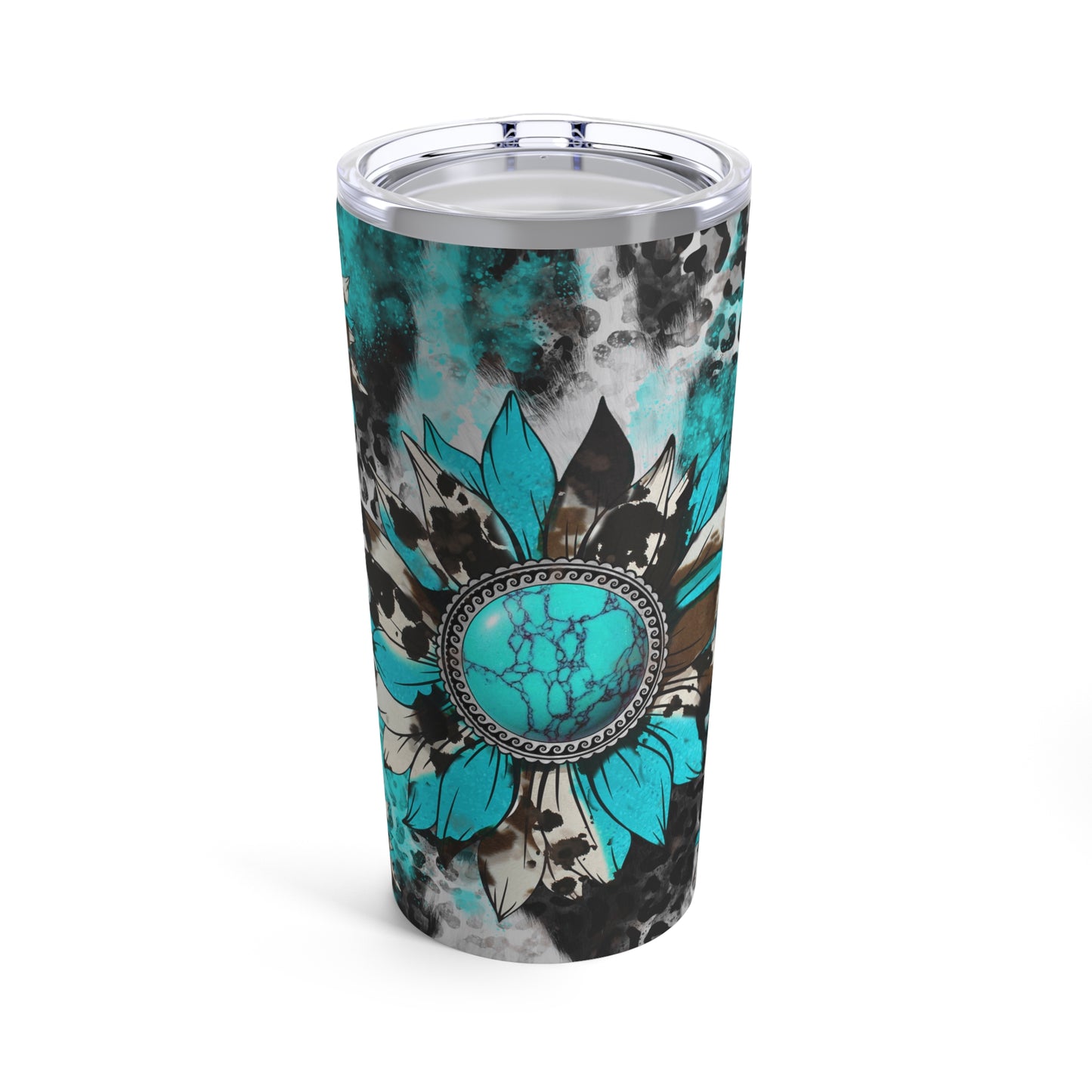 Turquoise flower tumbler 20oz