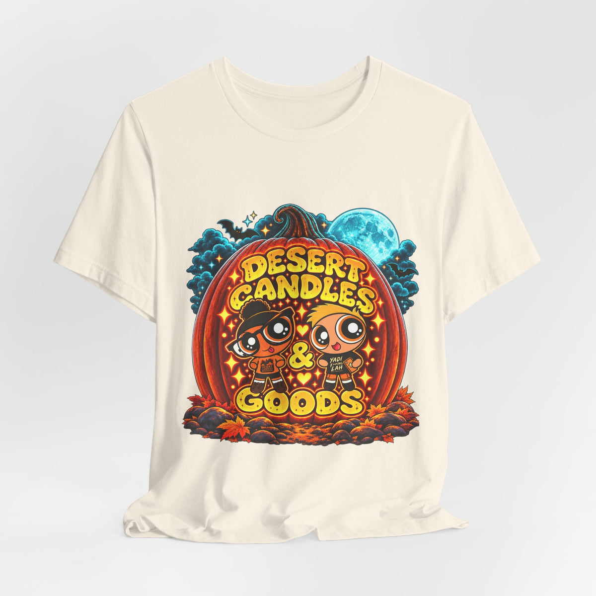 Desert Candles & Goods Tee — Cute Halloween Pumpkin Shop Graphic T-Shirt