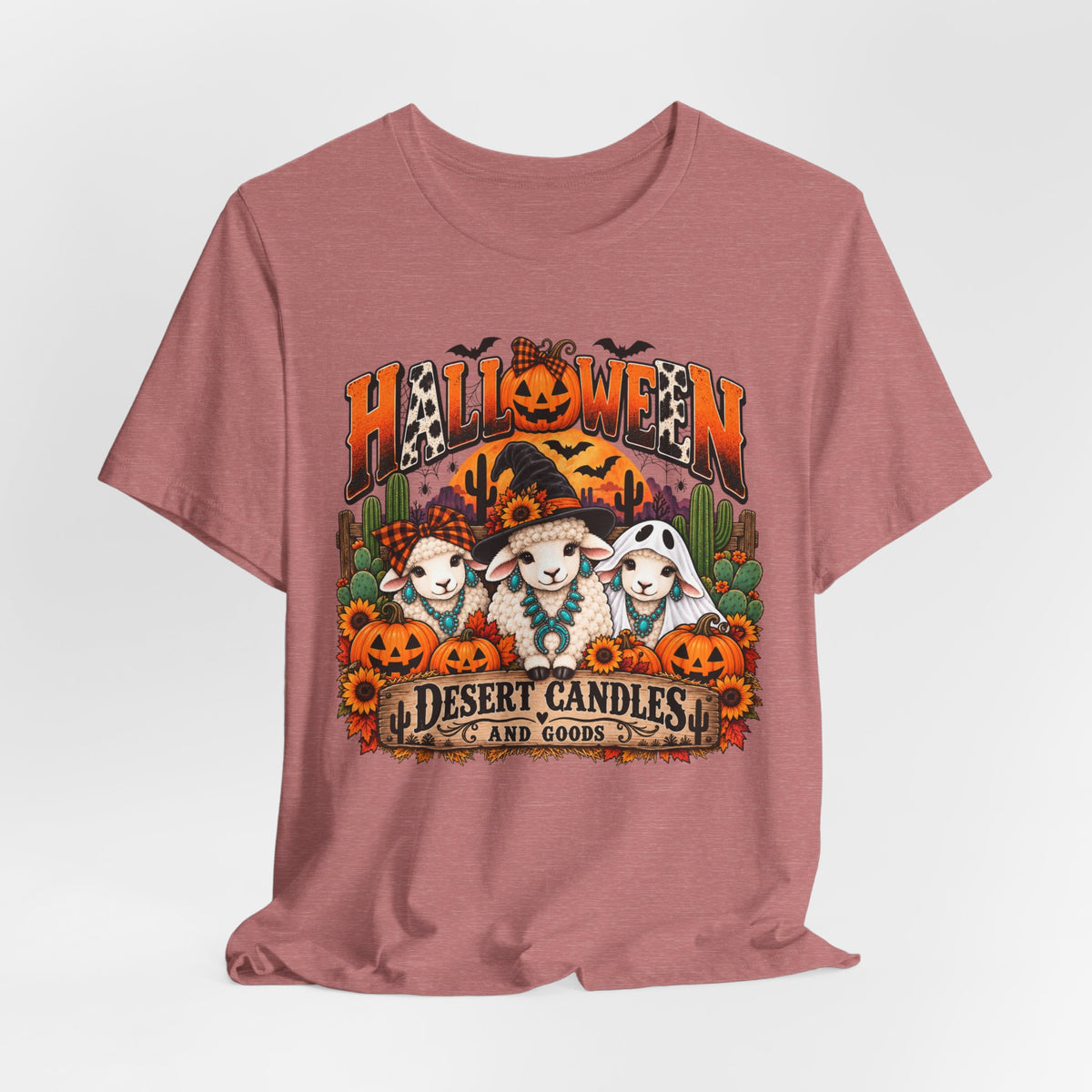 Halloween Desert Candles Tee — Cute Sheep Pumpkin Graphic T-Shirt