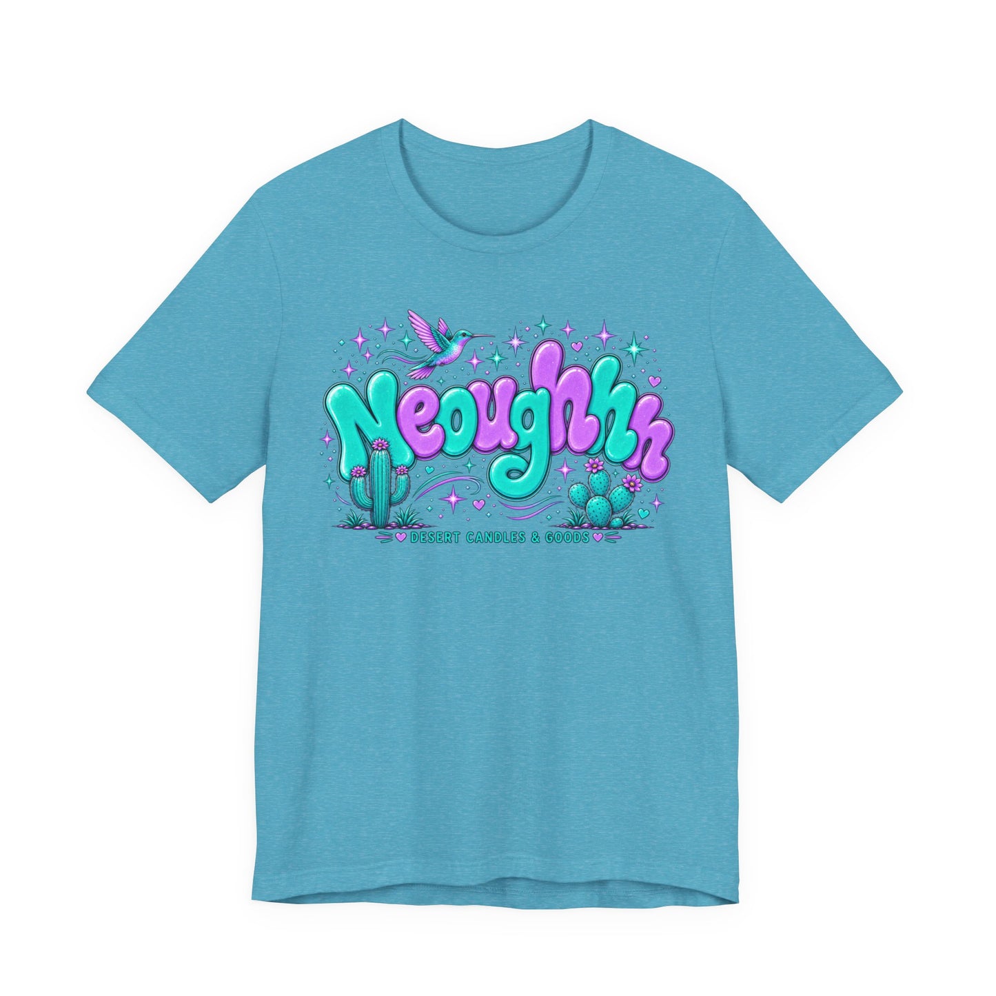 Neoughhh Desert Cactus Tee — Retro Turquoise & Purple Graphic T‑Shirt