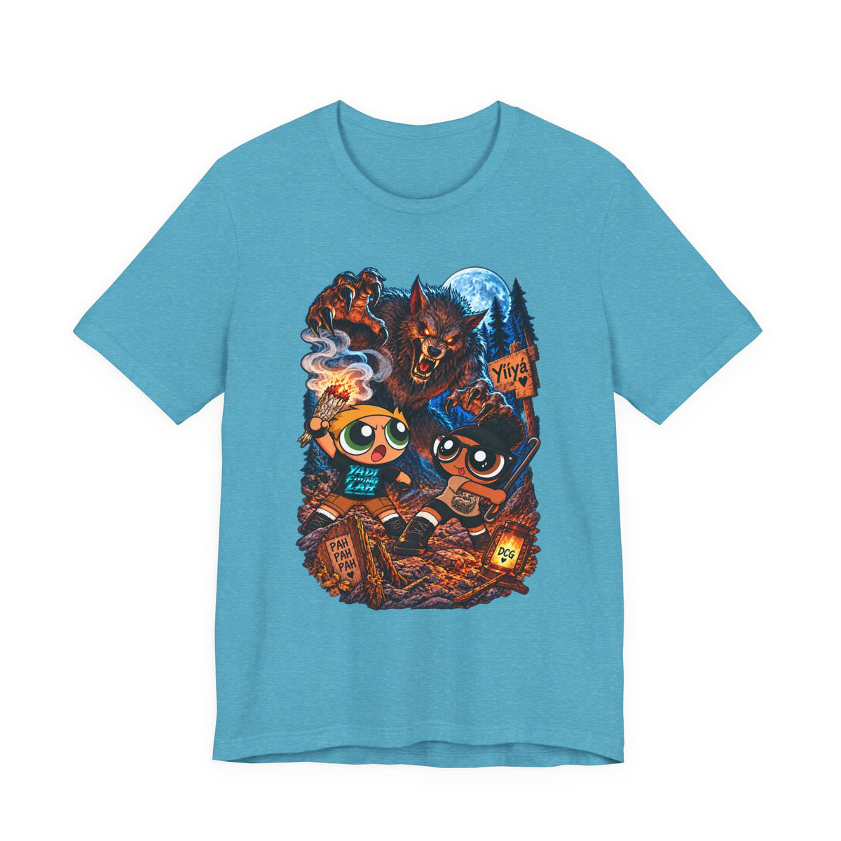 DCG Cartoon Campfire Tee — Cute Night Hike Graphic T-Shirt