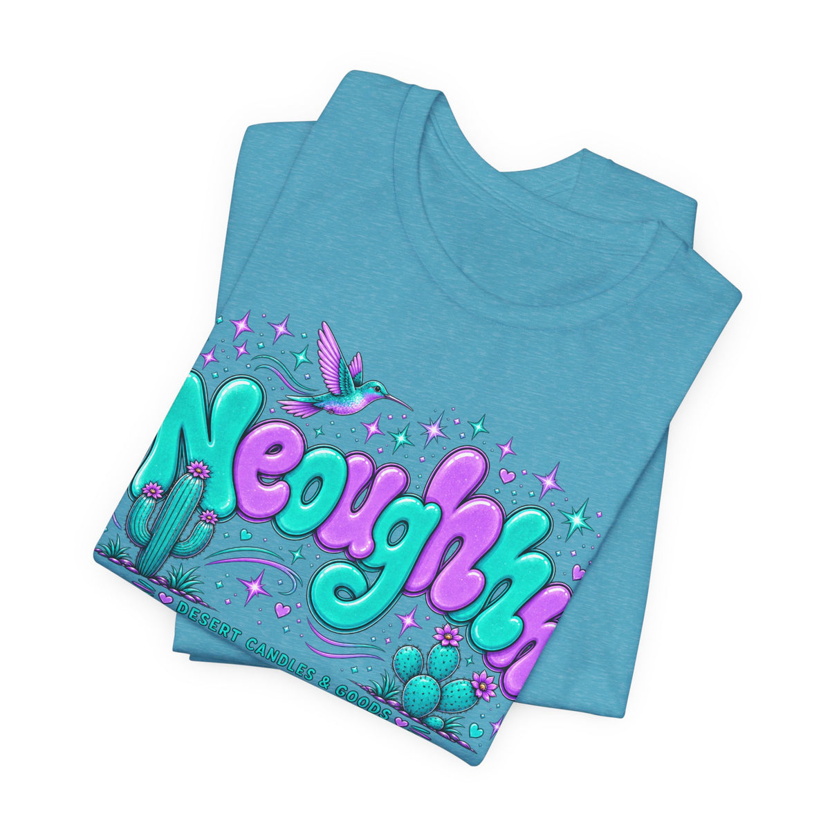 Neoughhh Desert Cactus Tee — Retro Turquoise & Purple Graphic T‑Shirt