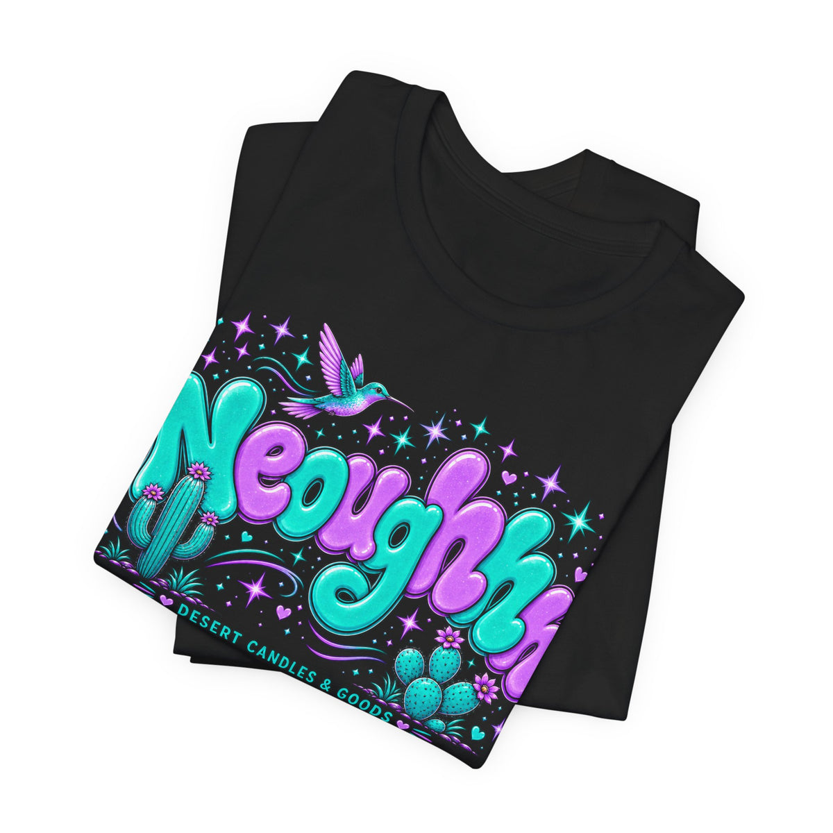 Neoughhh Desert Cactus Tee — Retro Turquoise & Purple Graphic T‑Shirt