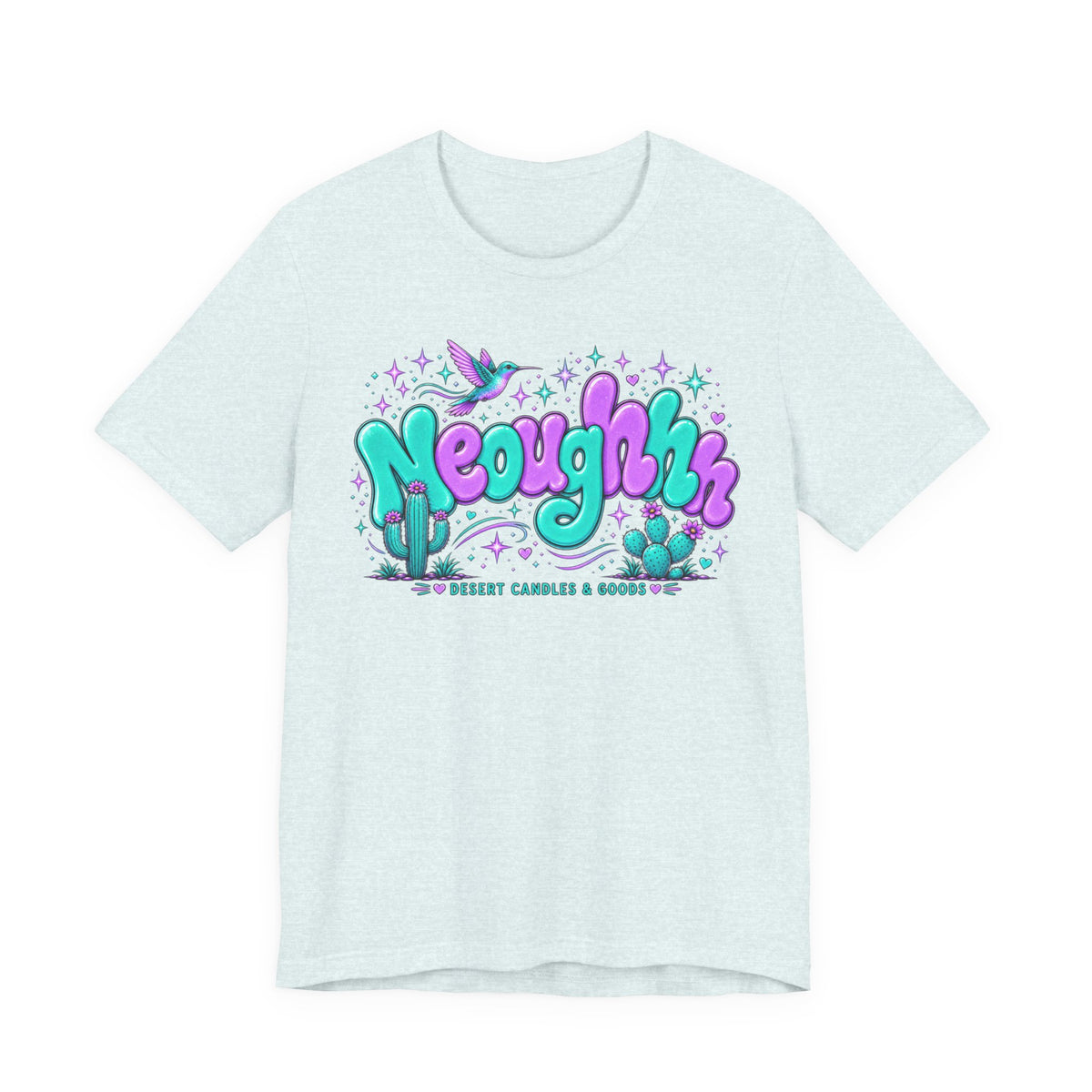 Neoughhh Desert Cactus Tee — Retro Turquoise & Purple Graphic T‑Shirt