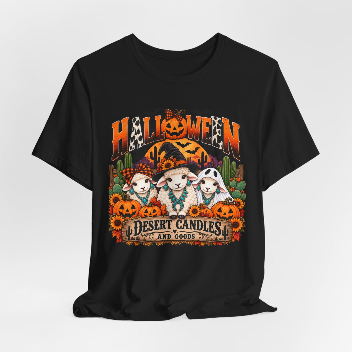 Halloween Desert Candles Tee — Cute Sheep Pumpkin Graphic T-Shirt