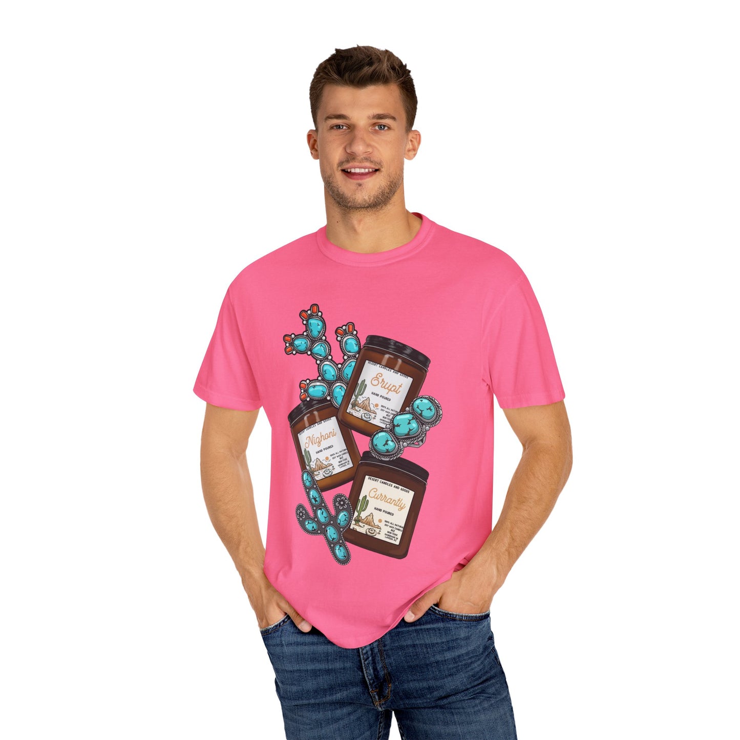 Unisex T-Shirt Candle Turquoise Design