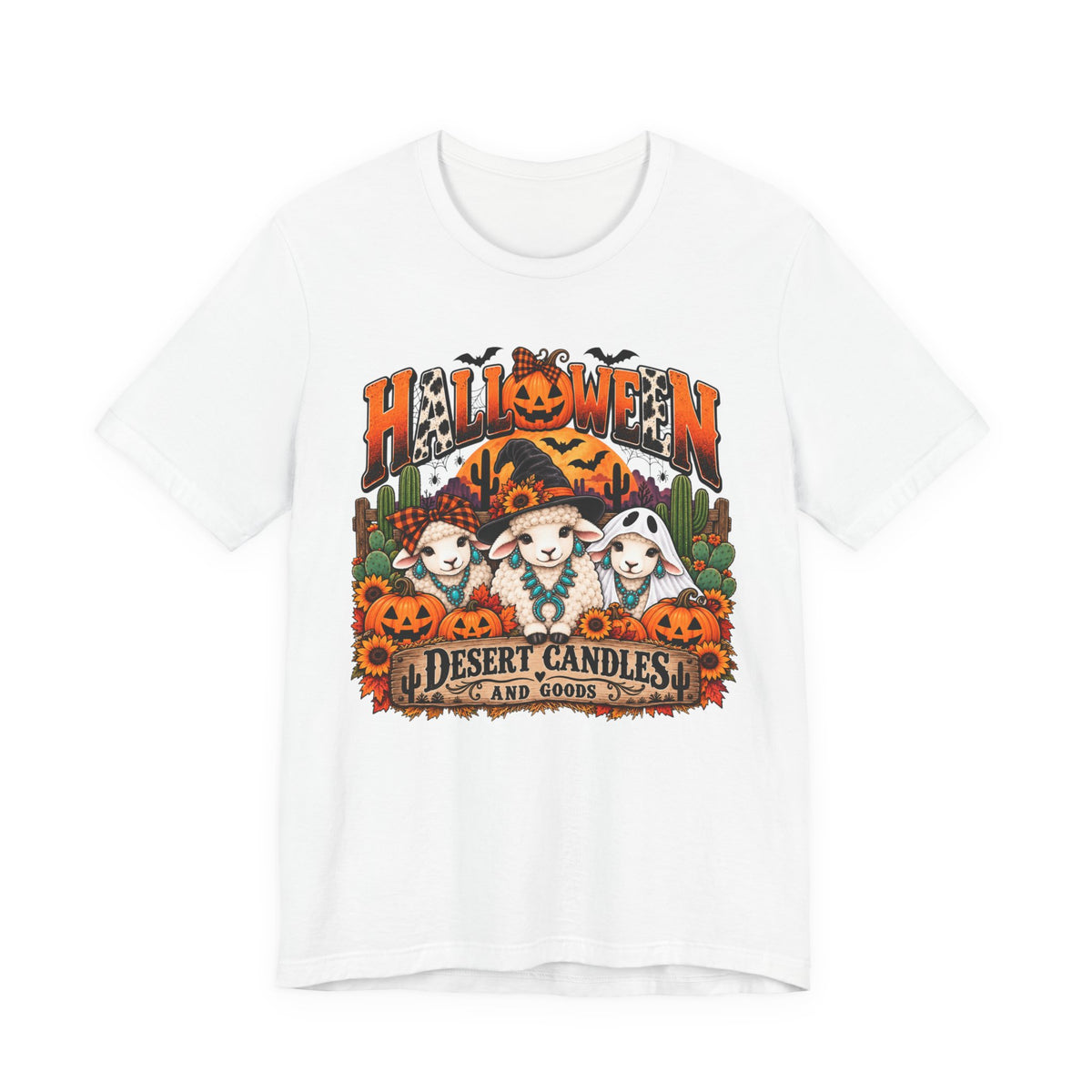 Halloween Desert Candles Tee — Cute Sheep Pumpkin Graphic T-Shirt