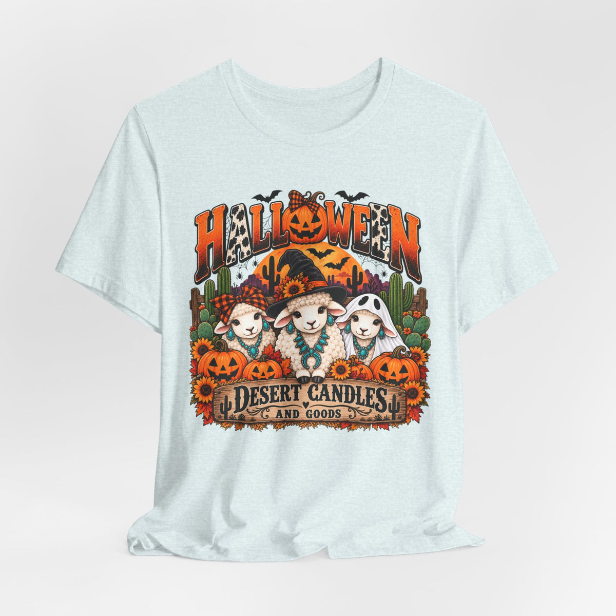 Halloween Desert Candles Tee — Cute Sheep Pumpkin Graphic T-Shirt