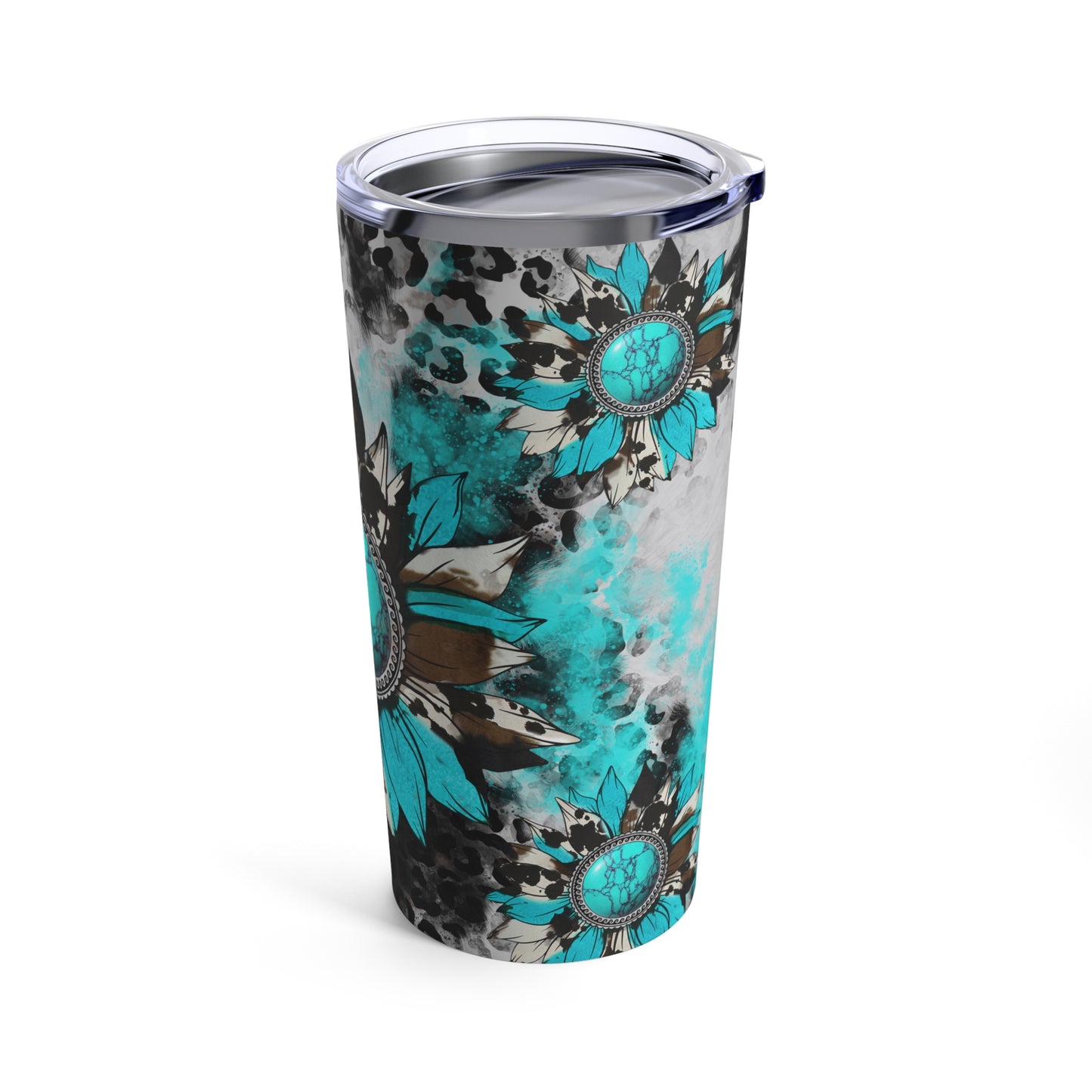 Turquoise flower tumbler 20oz